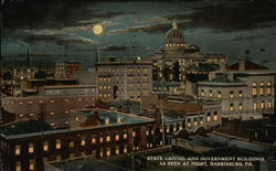 State Capitol and Government Buildings as Seen at Night Postcard