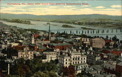 Harrisburg, Pa., taken from Stand Pipe showing Susquehanna River Postcard