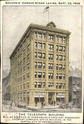 The Telegraph Building - Souvenir - Corner Stone Laying, Sept. 22, 1909 Postcard