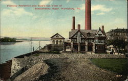 Fleming Residence and Bird's-eye View of Susquehanna River Postcard