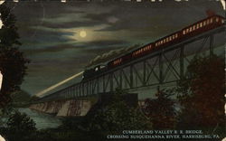 Moonlit View of Cumberland Valley R.R. Bridge Postcard