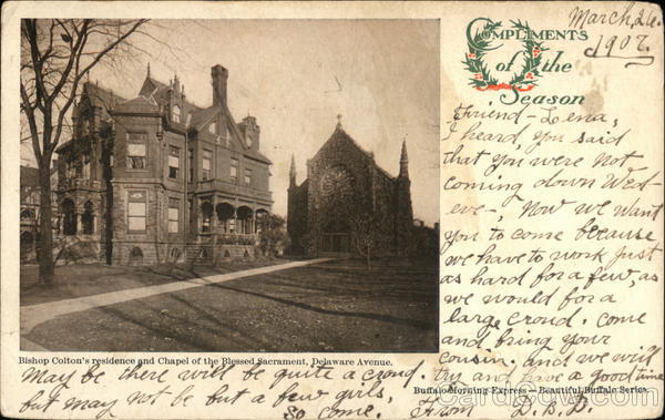 Bishop Colton's residence and Chapel of the Blessed Sacrament, Delaware Avenue. Buffalo New York