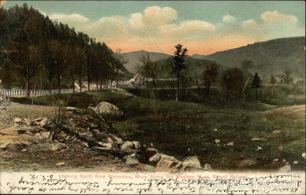 Looking North Along the Western Mass. Street Railway Woronoco Massachusetts