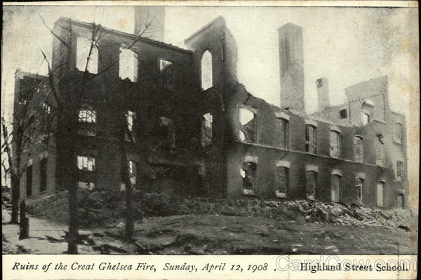 Ruins of the Great Chelsea Fire, Highland Street School Boston Massachusetts