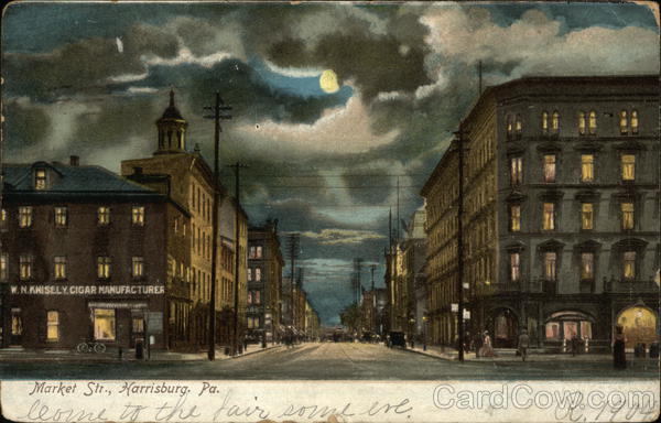 Night View of Market Str. Harrisburg Pennsylvania