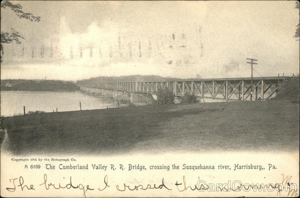 The Cumberland Valley R.R. Bridge, crossing the Susquehanna River Harrisburg Pennsylvania