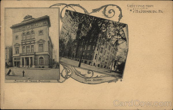 Board of Trade Building and High School Harrisburg Pennsylvania