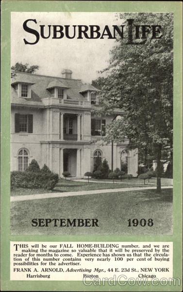 Cover of Suburban Life Magazine, September 1908 Advertising