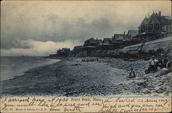 View of Beach and Houses Brant Rock, MA Postcard Postcard Postcard