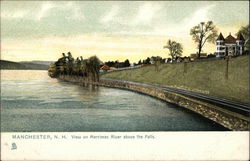 View on Merrimac River Above the Falls Manchester, NH Postcard Postcard Postcard