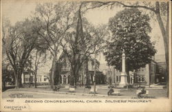 Second Congregational Church and Soldier's Monument Greenfield, MA Postcard Postcard Postcard