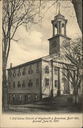 Old Union Church of Weymouth & Braintree Massachusetts Postcard Postcard Postcard