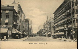 Looking Along Market Street Harrisburg, PA Postcard Postcard Postcard