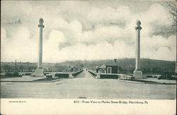 Front View to Market Street Bridge Postcard