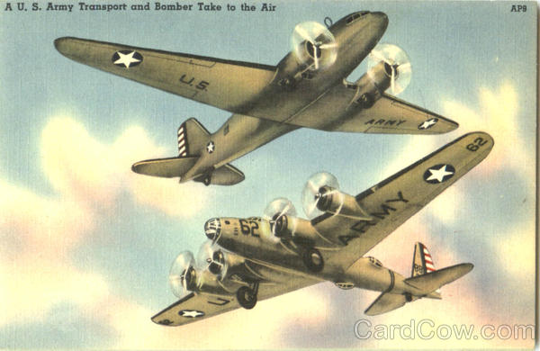 A U. S. Army Transport And Bomber Take To The Air