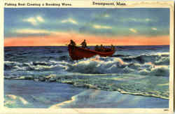 Fishing Boat Cresting A Breaking Wave Fishing Boat Cresting A Breaking Wave
