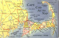 Cape Cod Auto Map Postcard