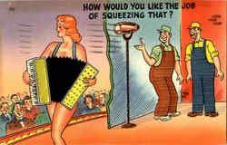 How Would You Like The Job Of Squeezing That? Comic, Funny Postcard Postcard