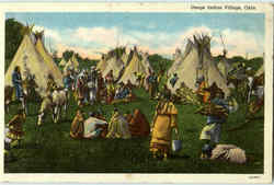 Osage Indian Village, Oklahoma Native Americana Postcard Postcard
