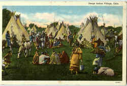 Osage Indian Village, Oklahoma Postcard