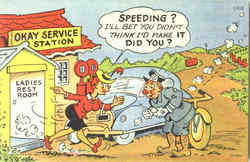 Okay Service Station C-810 Comic, Funny Ray Walters Postcard Postcard