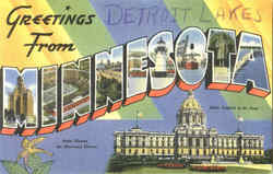 Greetings From Minnesota Detroit Lakes, MN Postcard Postcard