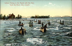 Indians Fishing in the Rapids with Dip Nets Postcard