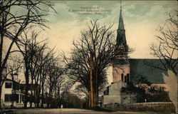Washington Street & Methodist Episcopal Church Dorchester, MA Postcard Postcard 