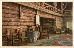 Lobby of Old Faithful Inn Postcard