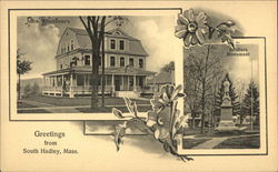 Greetings from Mrs. Winchester's Residence and Soldiers Monument Postcard