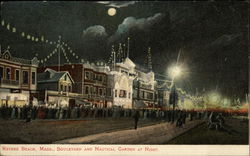 Boulevard and Nautical Garden at Night Revere Beach, MA Postcard Postcard Postcard