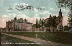 Pleasant and Davis Street Schools Greenfield, MA Postcard Postcard Postcard