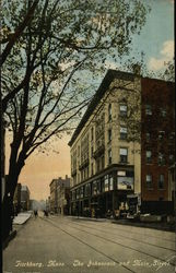 The Johnsonia and Main Street Fitchburg, MA Postcard Postcard Postcard