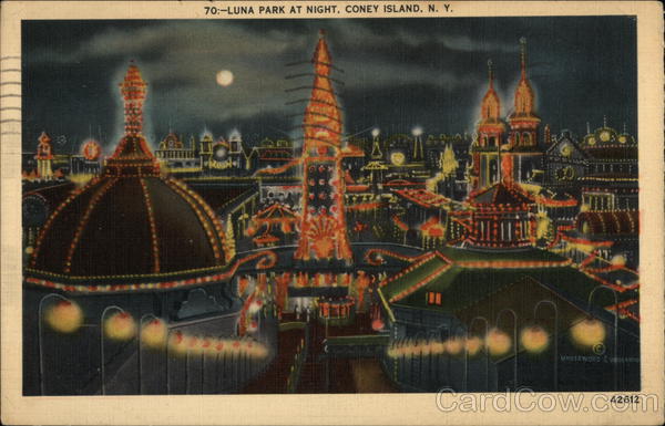 Luna Park at Night Coney Island New York