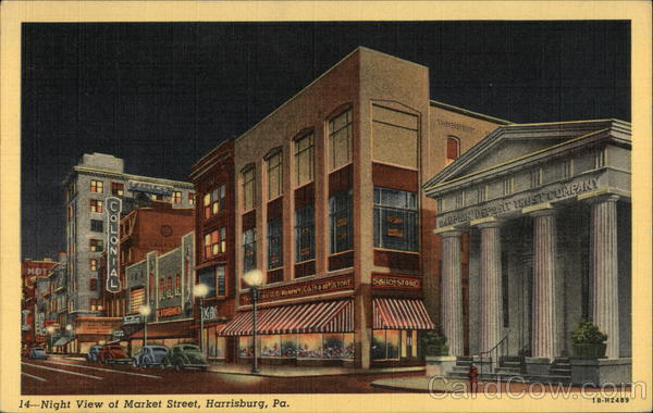 Night View of Market Street Harrisburg Pennsylvania