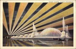 Night Scene, Giant Fountain - A Century of Progess 1933 Chicago World Fair Postcard Postcard Postcard