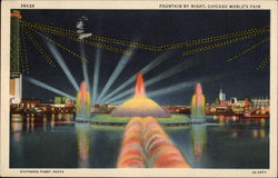 Fountain by Night Chicago, IL 1933 Chicago World Fair Postcard Postcard Postcard