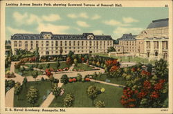 Looking Across Smoke Park, showing Seaward Terrace of Bancroft Hall Postcard