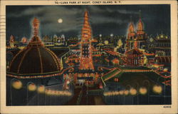 Luna Park at Night Postcard
