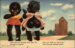 Two Black Children Postcard