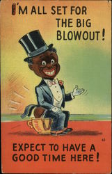 Black Boy Sitting on Cup Postcard