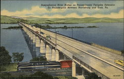 Susquehanna River Bridge on Pennsylvania Turnpike Extension to Philadelphia Postcard