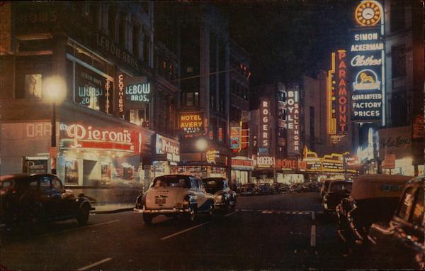 Theatre District at Night Boston Massachusetts