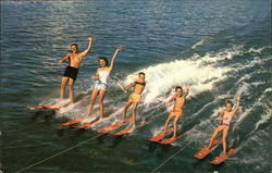 A Water Skiing Family Postcard