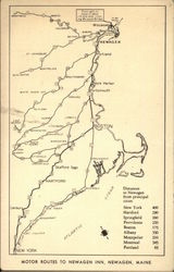 Map of Motor Routes to Newagen Inn Postcard