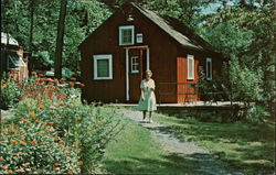 "Aunt Katie" Wealand Leaving "Faith" Cabin at Mt. Lou-San Bible Camp Postcard