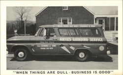 Arties Grinding Service Automobile Postcard