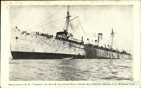 Wrecked U.S.S. Yankee on Hen and Chicken Reef, Horse Neck Beach Westport Massachusetts
