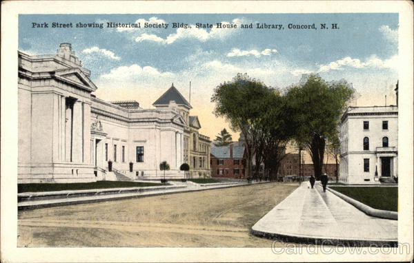 Park Street Showing Historical Society Bldg., State House and Library Concord New Hampshire