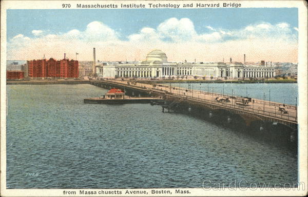 Massachusetts Institute of Technology and Harvard Bridge from Massachusetts Avenue Boston